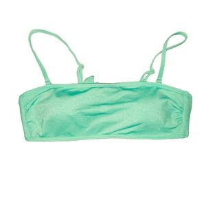 CALIFORNIA WAVES Jrs' Metallic Shine Bandeau Bikini Top, green Large